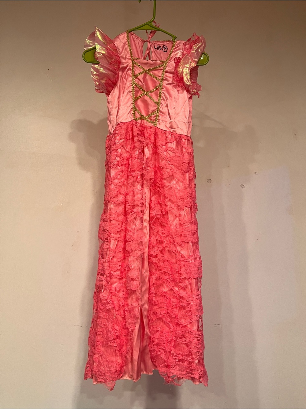 Rubie's Pink Princess Costume Dress with Gold Trim Accents